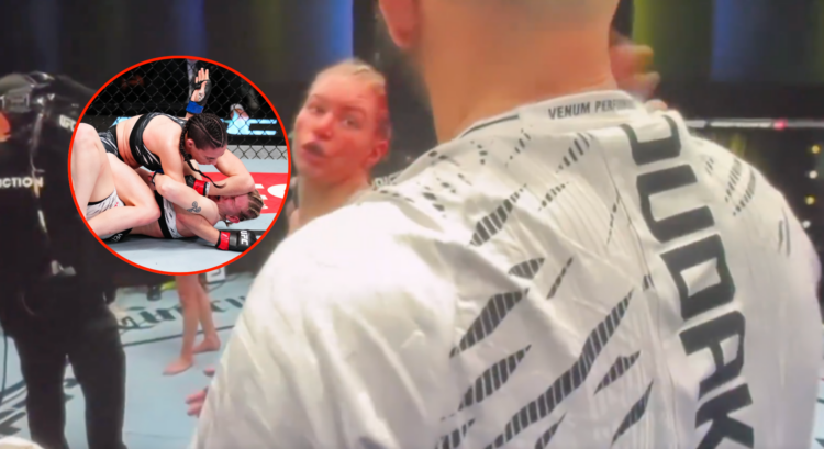 Victoria Dudakova slaps her coach