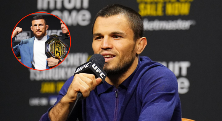 Pop out of Umar Nurmagomedov and Merab Dvalishvili at UFC 311 pre-fight press conference