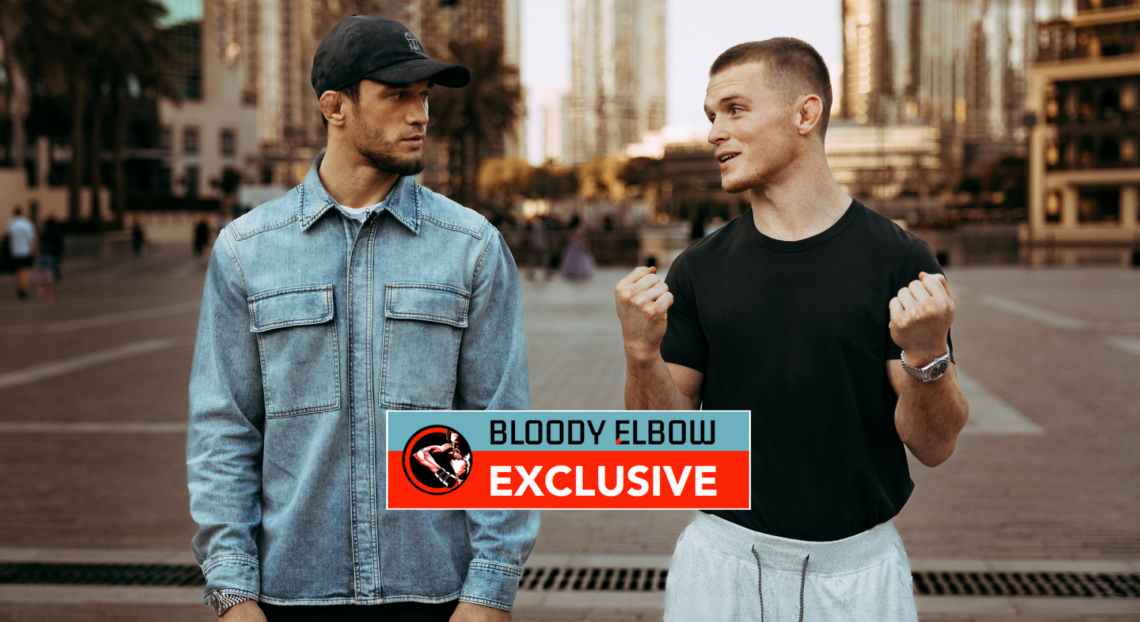 Usman Nurmagomedov and Paul Hughes with overlay text reading BLOODY ELBOW EXCLUSIVE
