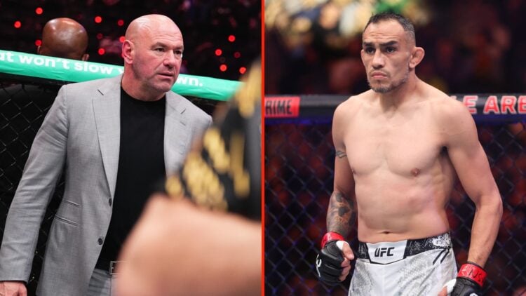 Split image of Dana White and Tony Ferguson.