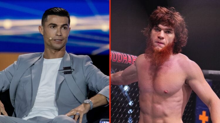 Split image of Cristiano Ronaldo and Shara Magomedov.