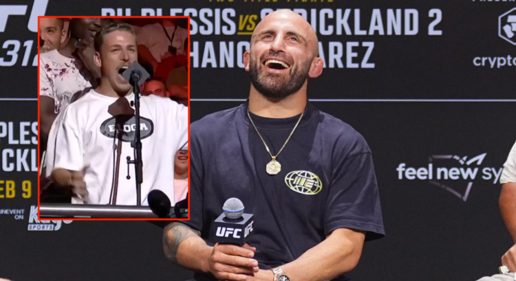 Alexander Volkanovski and a fan at the UFC 312 Q and A session