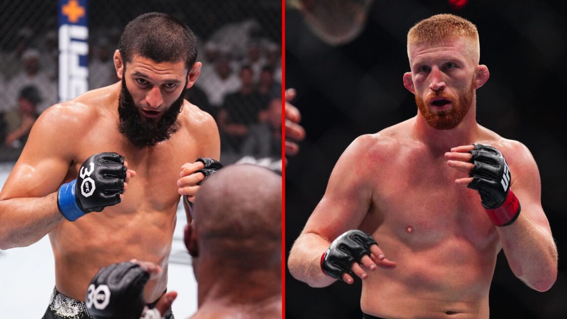Split image of Khamzat Chimaev and Bo Nickal.