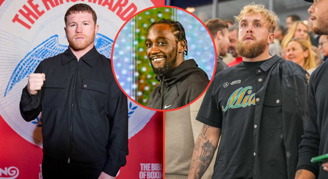 Canelo Alvarez (left), Terence Crawford (center), Jake Paul (right)