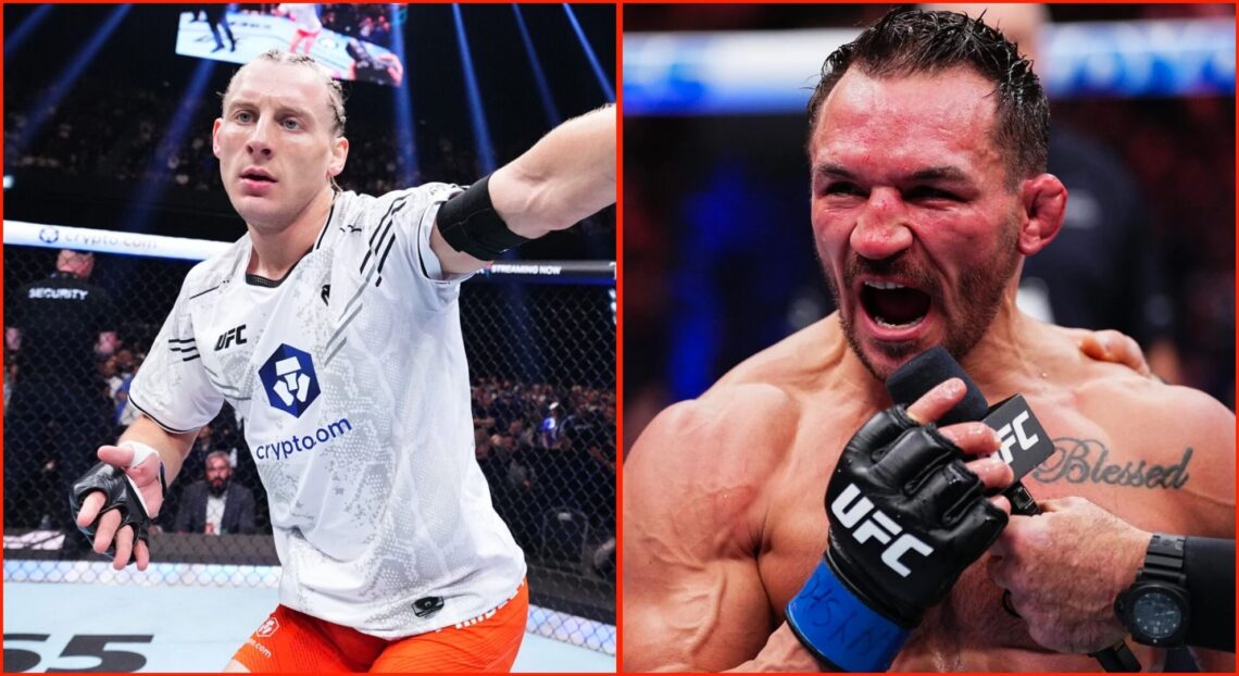 Split image of Michael Chandler and Paddy Pimblett.