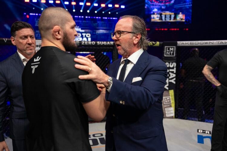 Khabib Nurmagomedov and Donn Davis in the PFL cage