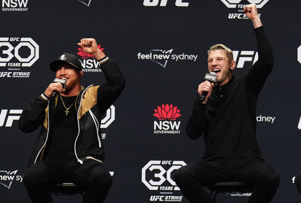 Justin Gaethje and Dan Hooker at a UFC fan event