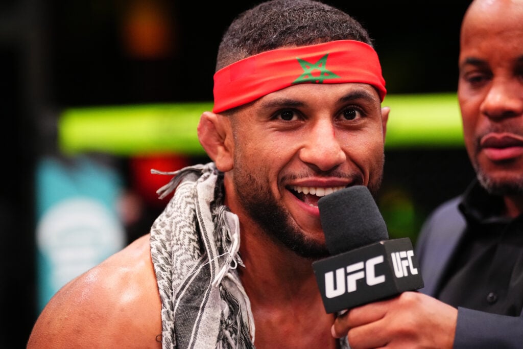 Youssef Zalal speaks after beating Calvin Kattar at the UFC Apex