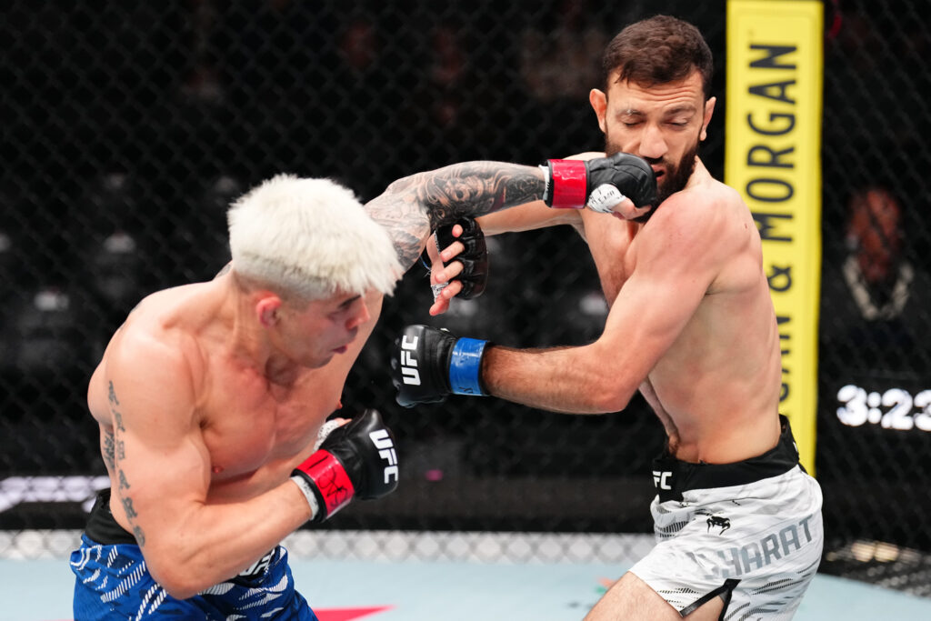 Ricky Simón punches Javid Basharat at UFC Seattle