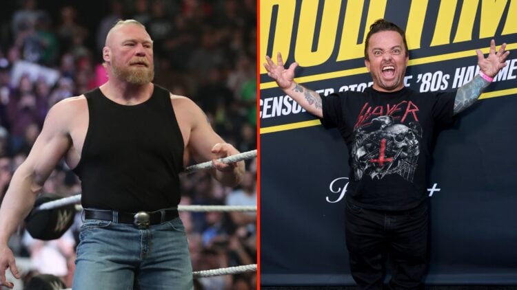 Split image of Brock Lesnar and Jason "Wee Man" Acuna.