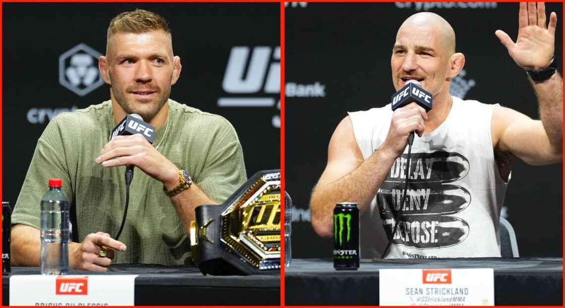 Split image of Dricus du Plessis and Sean Strickland