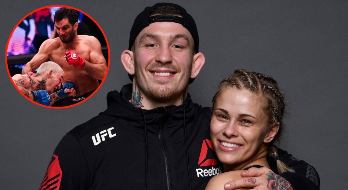 Image of Austin Vanderford and Paige VanZant. Inset, Mousasi vs Vanderford