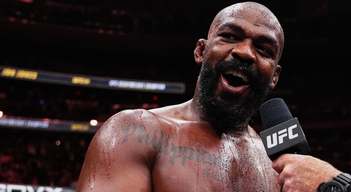 Jon Jones talks to Joe Rogan following his UFC 309 win