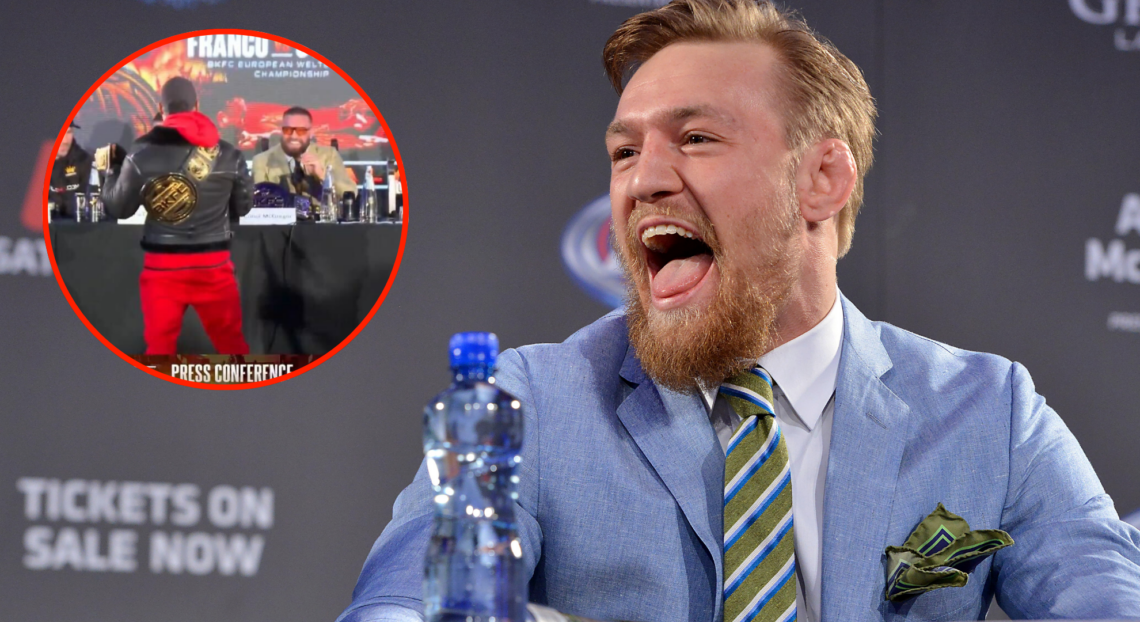 Image of Conor McGregor, inset McGregor and others at BKFC: Italy press conference