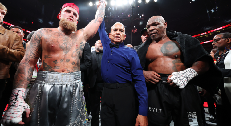 Image of Jake Paul and Mike Tyson after their fight