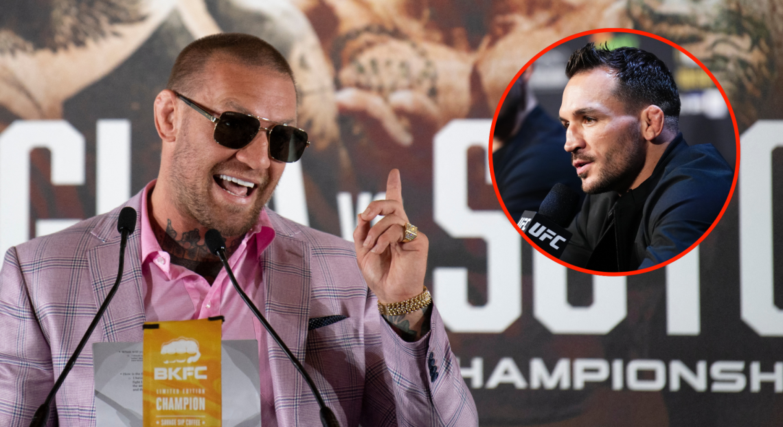 Image of Conor McGregor, inset Michael Chandler
