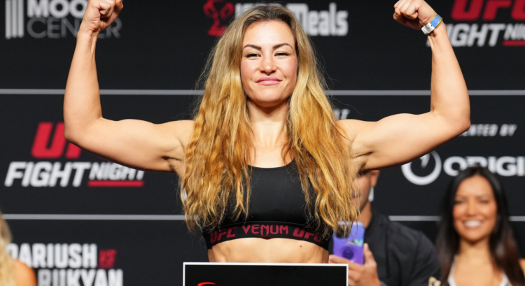 Image of Miesha Tate at the UFC Austin ceremonial weigh-in
