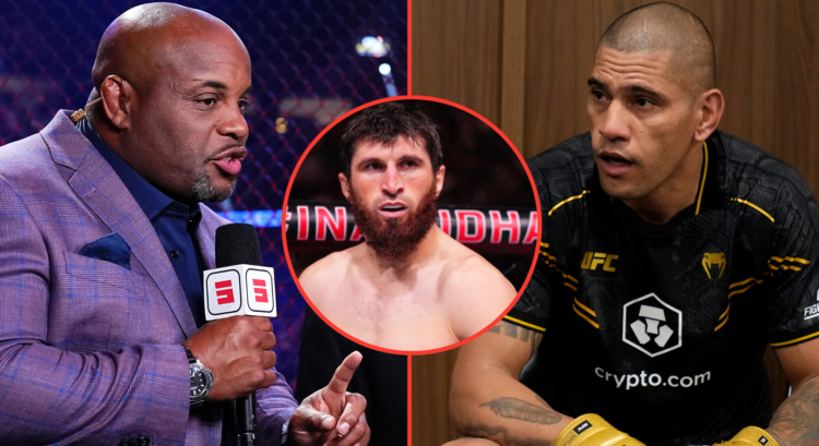 Image of Daniel Cormier (left), Alex Pereira (right), inset Magomed Ankalaev
