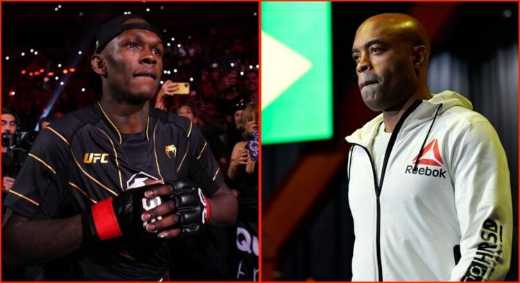 Split image of Israel Adesanya and Anderson Silva