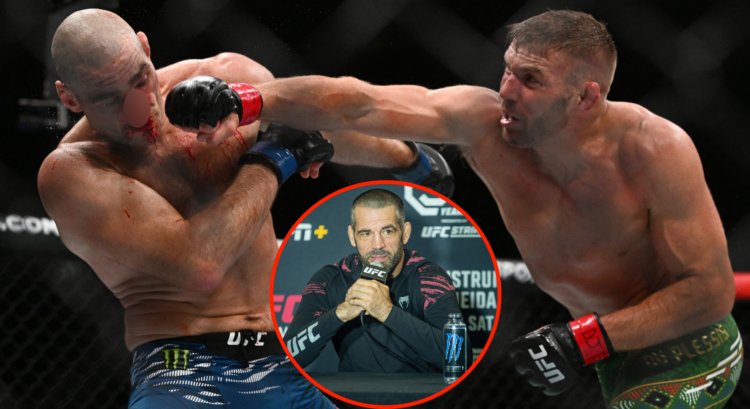 Image of Sean Strickland and Dricus du Plessis, inset Matt Brown