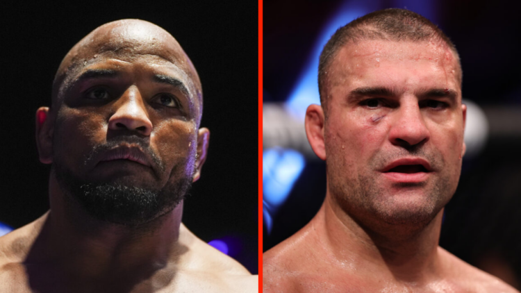 Split image, close up of Yoel Romero on the left, and close up of Mauricio Rua on the right.