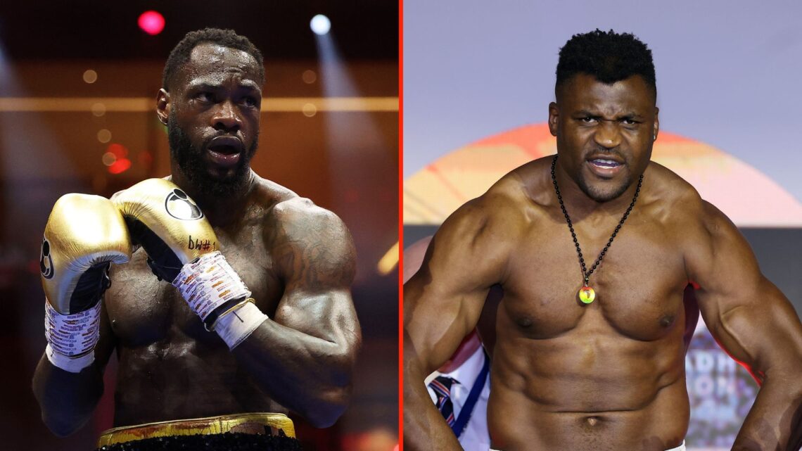 Split image of Deontay Wilder and Francis Ngannou