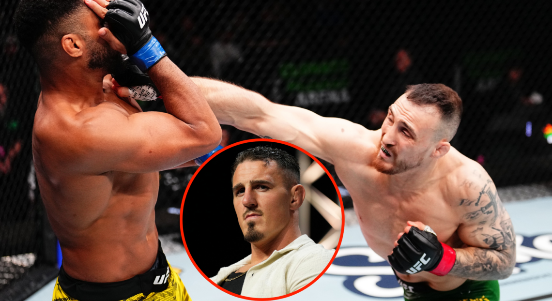 Image of Modestas Bukauskas at UFC Seattle, inset Tom Aspinall