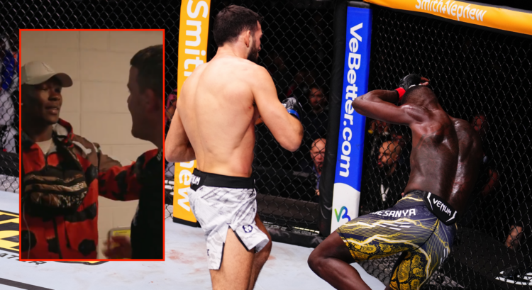 Israel Adesanya vs Nassourdine Imavov, inset of Israel Adesanya's conversation with Marc Goddard
