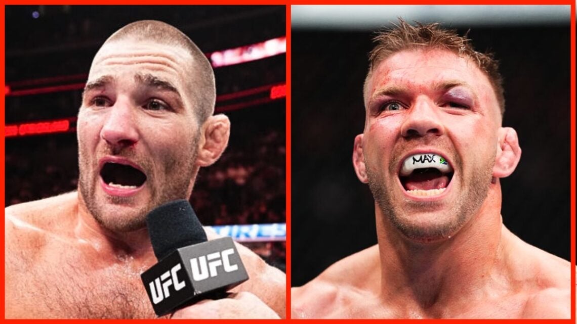 Split image of Sean Strickland (left) and Dricus du Plessis (right)