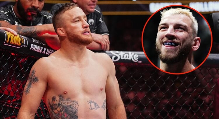 Image of Justin Gaethje. Inset, Dan Hooker