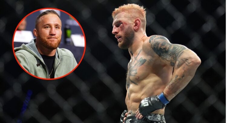 Image of Dan Hooker. Inset, Justin Gaethje