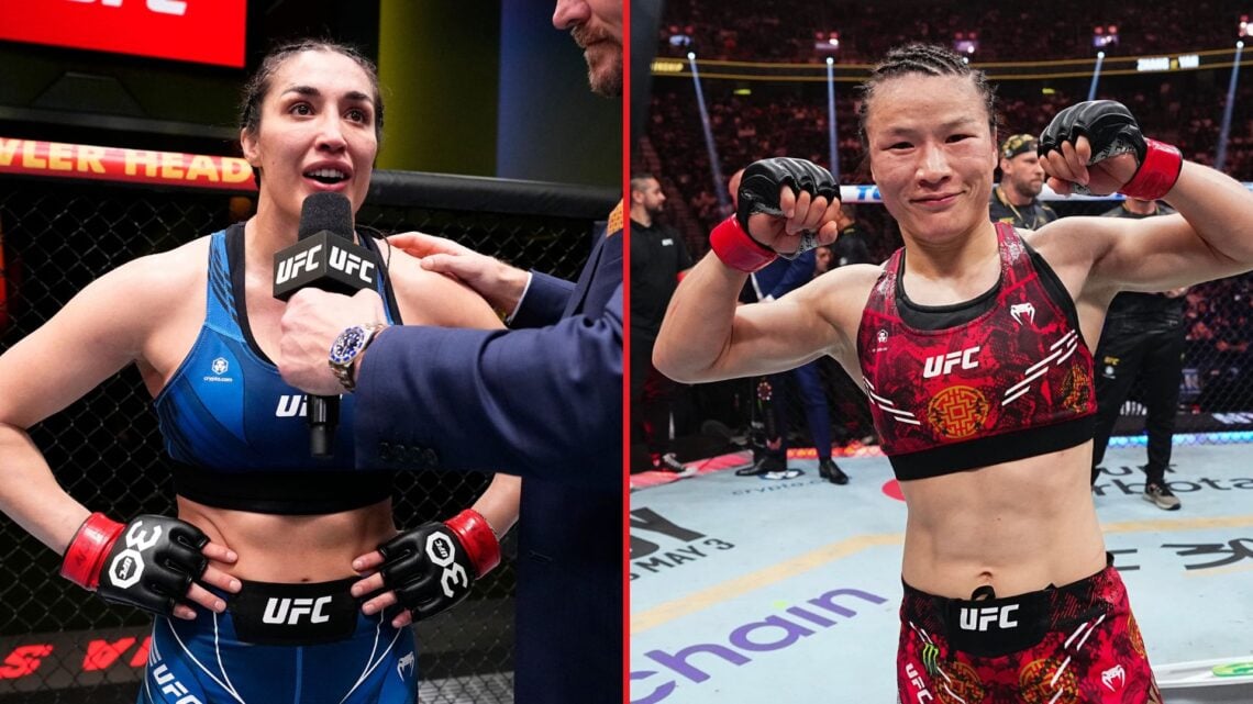 Split image of Tatiana Suarez and Zhang Weili.