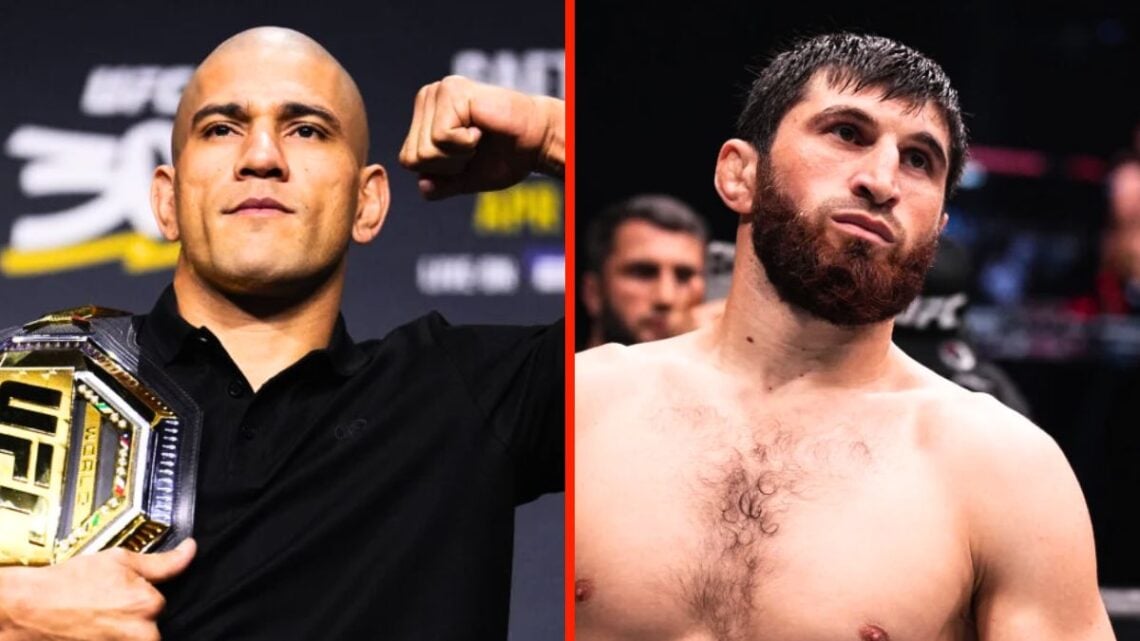 Split image of Alex Pereira and Magomed Ankalaev.