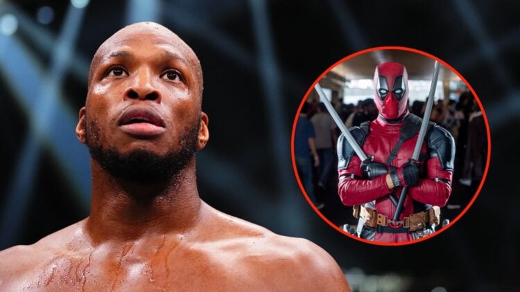 Michael Page. Inset, cosplay of Deadpool.