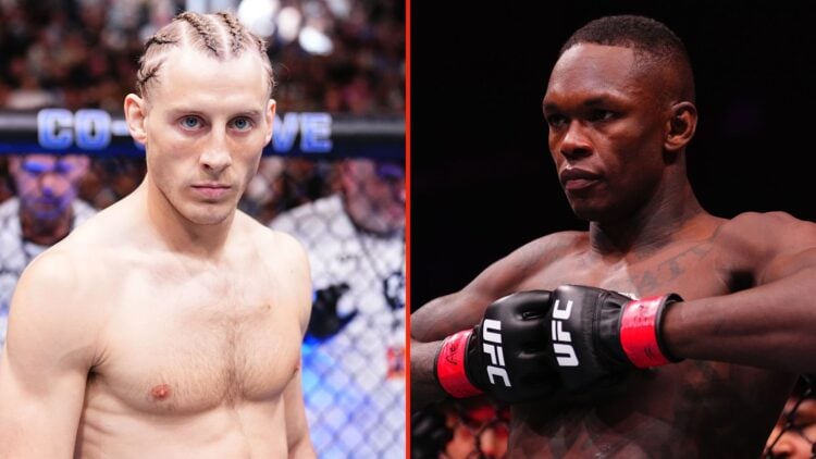 Split image as Israel Adesanya of Nigeria prepares to face Nassourdine Imavov of Russia, and Paddy Pimblett of England prepares to face King Green ...