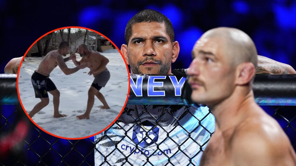 Alex Pereira is seen in the corner of Sean Strickland prior to the UFC middleweight championship fight during the UFC 312 event at Qudos Bank Arena...