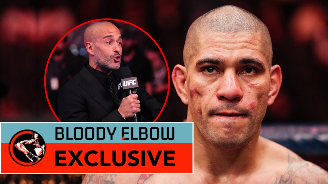 Bloody Elbow exclusive of Alex Pereira of Brazil reacts after a decision loss against Magomed Ankalaev of Russia in the UFC light heavyweight champ...