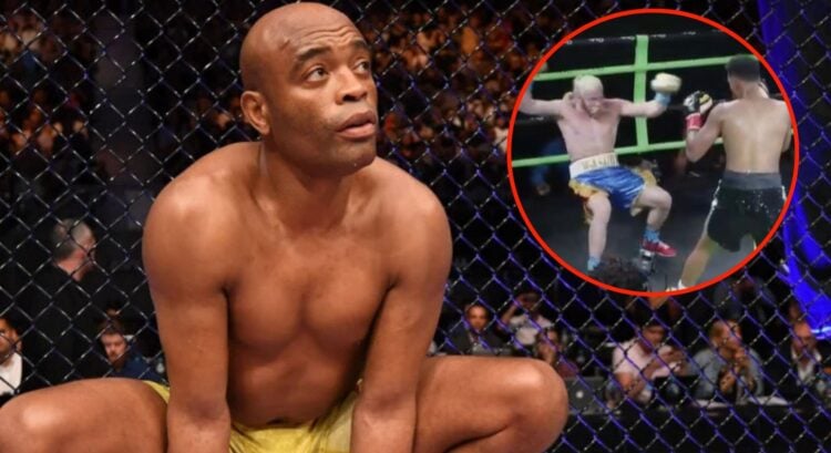 Image of Anderson Silva with an inset of Gabriel Silva during his latest boxing win