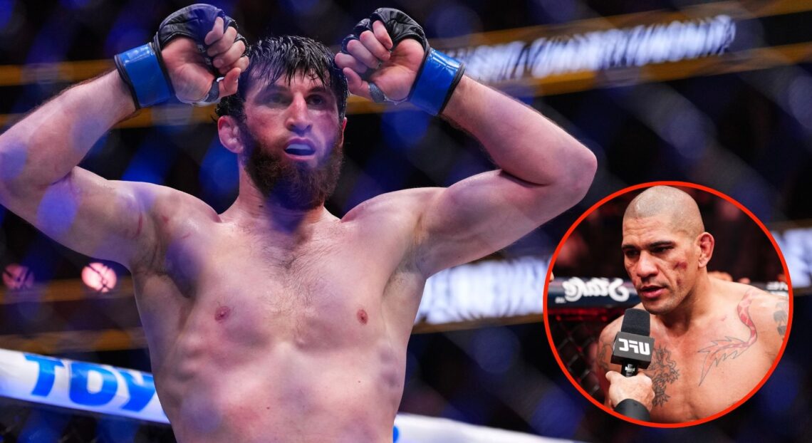 Image of Magomed Ankalaev. Inset, Alex Pereira