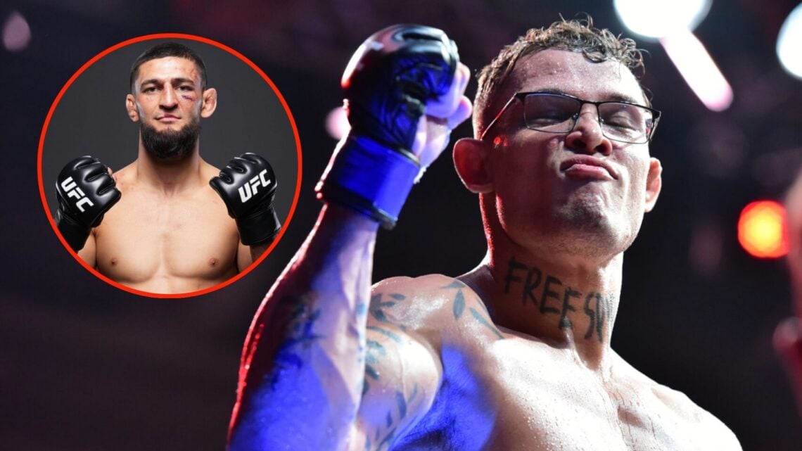 Photo of UFC middleweight Caio Borralho, insert Khamzat Chimaev.