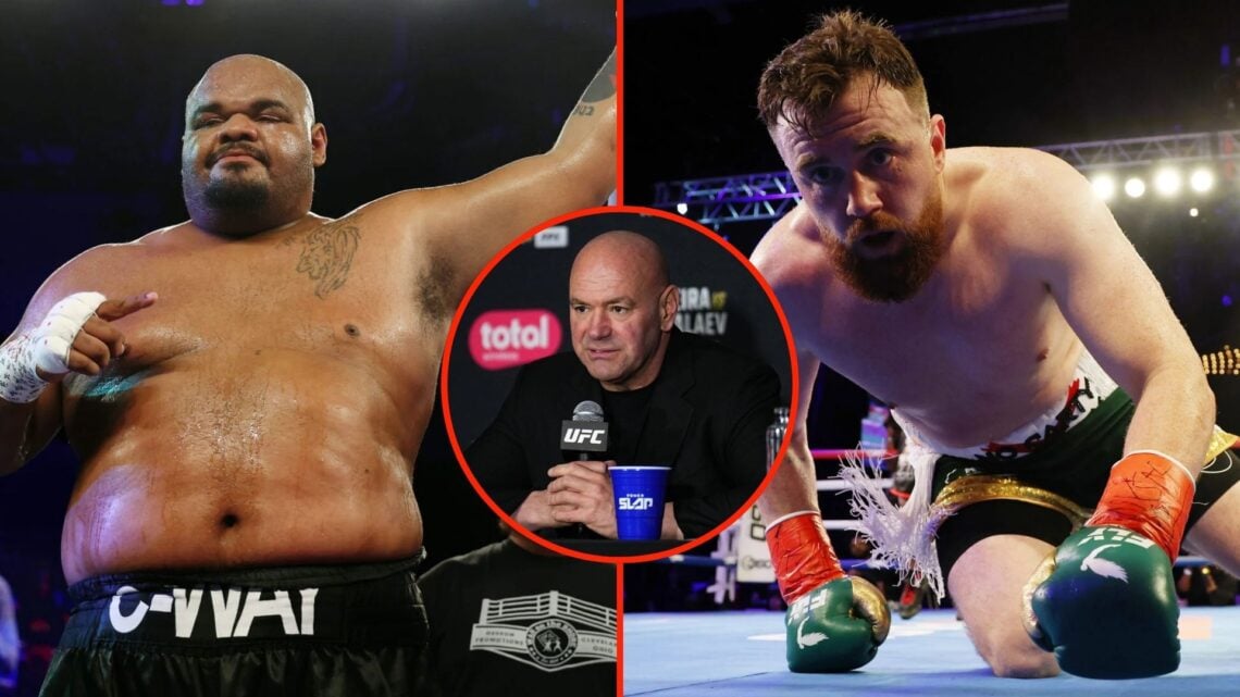 Side by side of Thomas Carty and Dajuan Calloway, insert Dana White.
