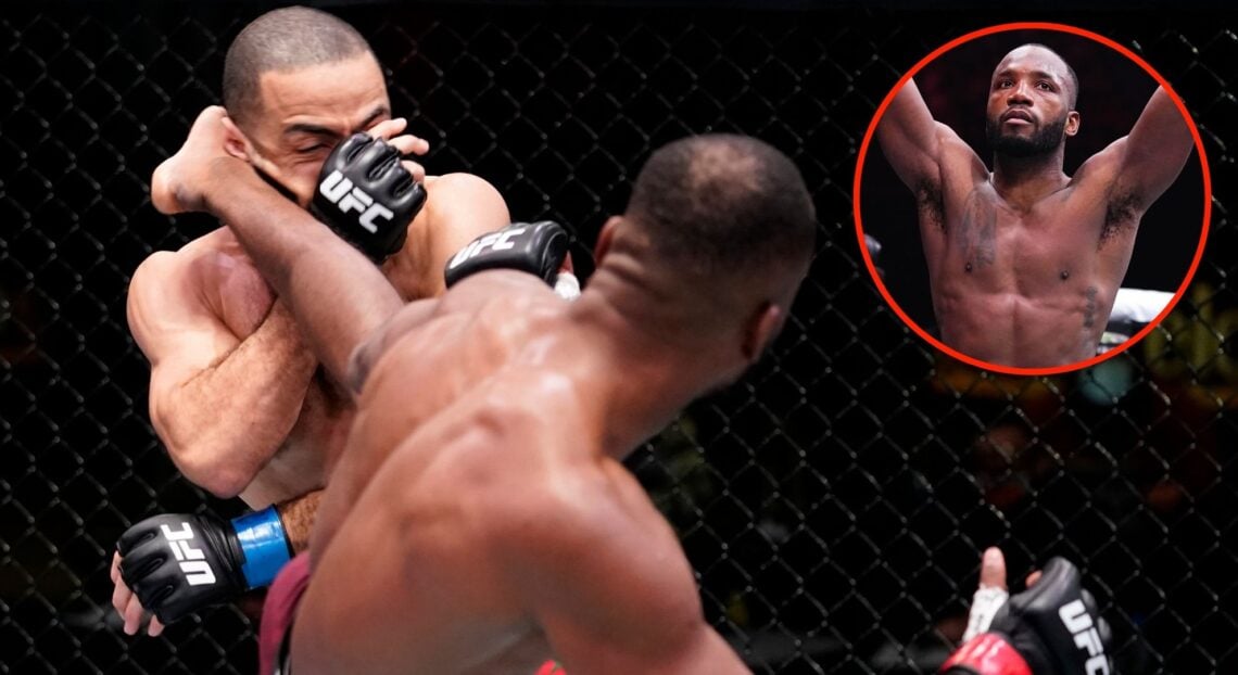 Image of Leon Edwards vs Belal Muhammad. Inset, Edwards