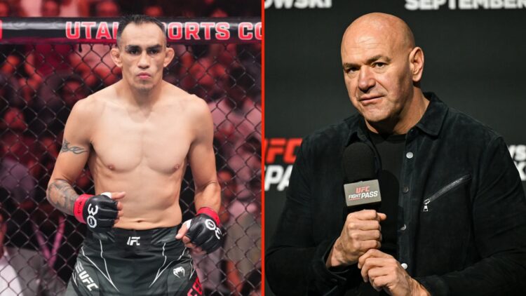 Side by side of UFC CEO Dana White and fighter Tony Ferguson. Side by side of UFC CEO Dana White and fighter Tony Ferguson.