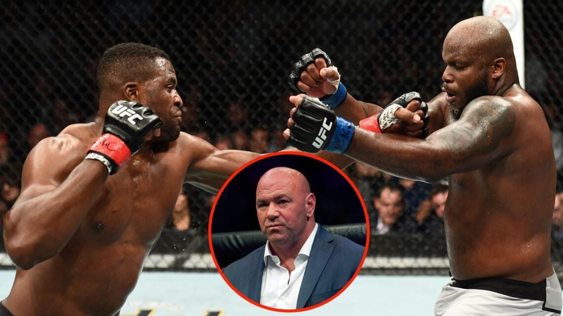 Francis Ngannou of Cameroon punches Derrick Lewis in their heavyweight fight during the UFC 226 event inside T-Mobile Arena on July 7, 2018 in Las ...