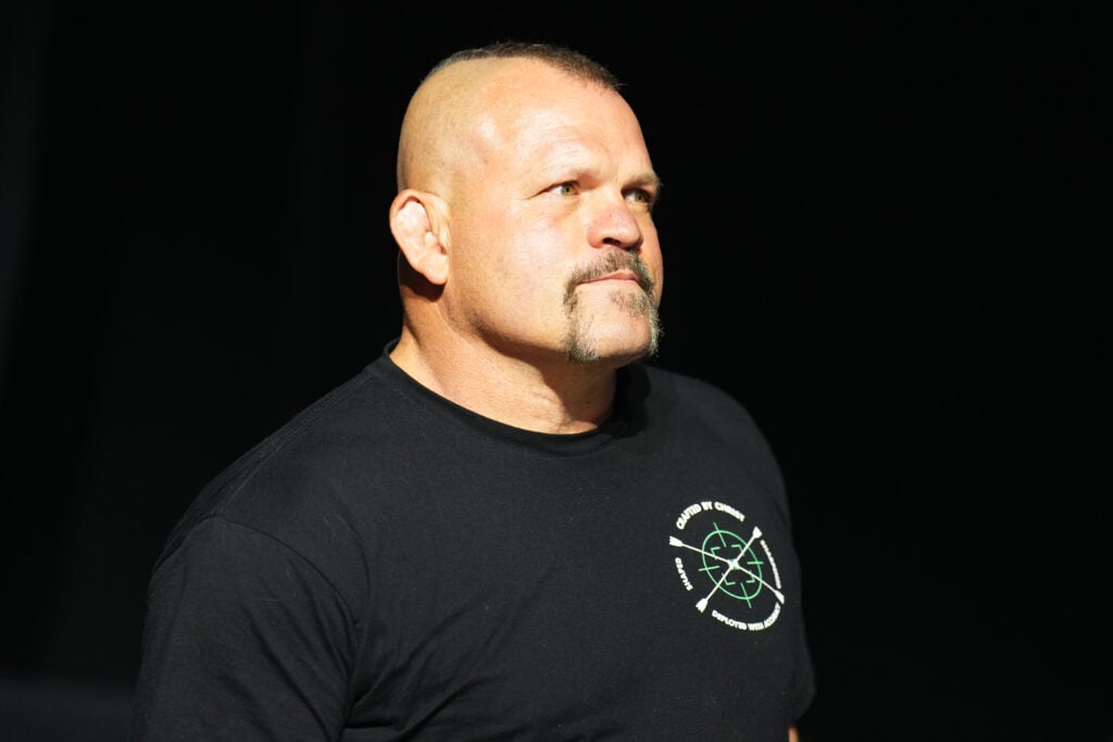Chuck Liddell walks on stage for a Q&A session at the UFC 290 ceremonial weigh-ins
