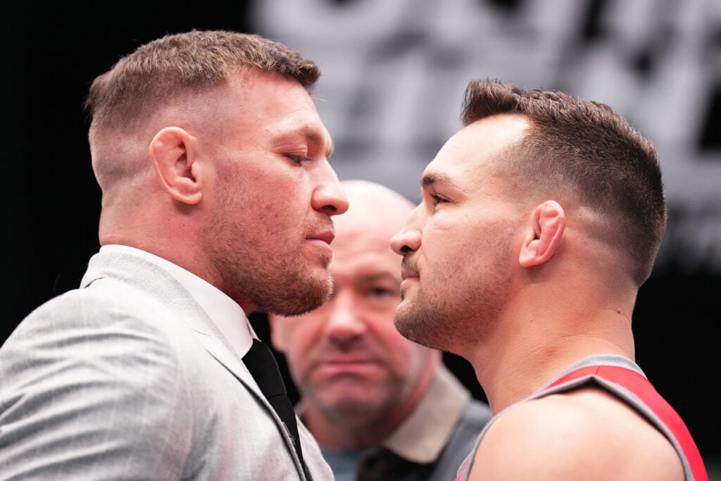 Image of Conor McGregor and Michael Chandler facing off during The Ultimate Fighter.