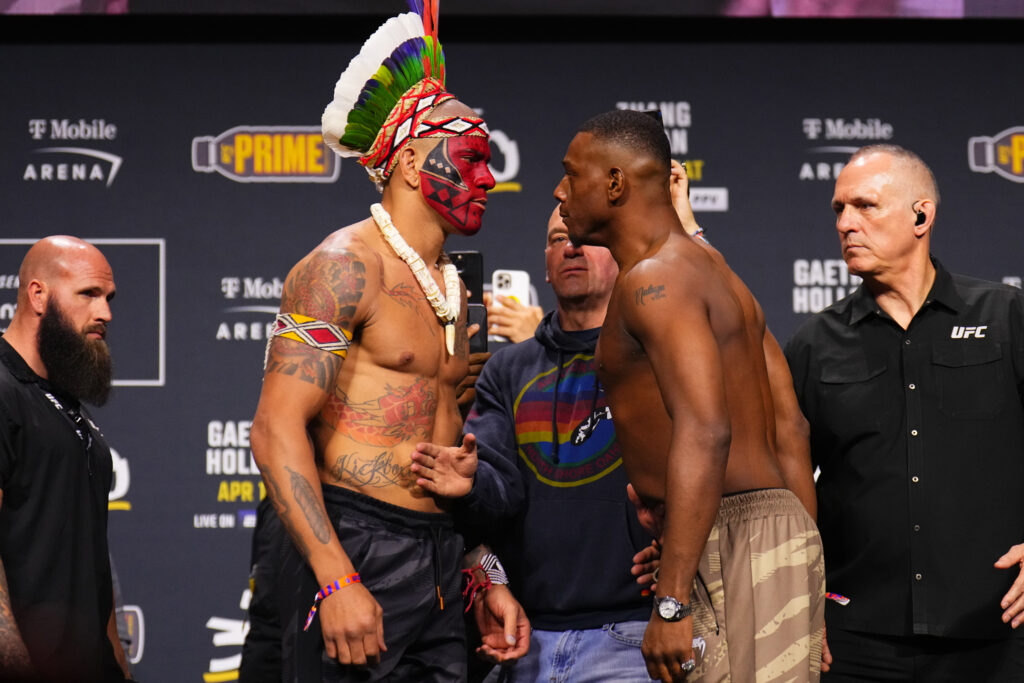 Alex Pereira and Jamahal Hill face off ahead of UFC 300.