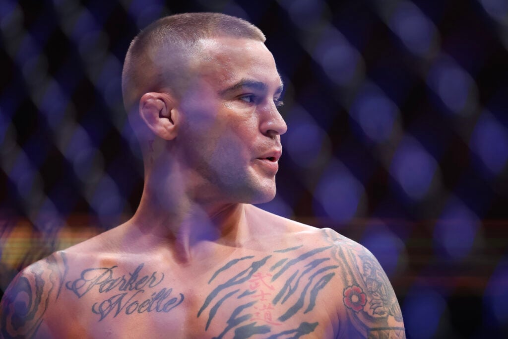 Dustin Poirier stares down Islam Makhachev ahead of their UFC 302 lightweight title clash.