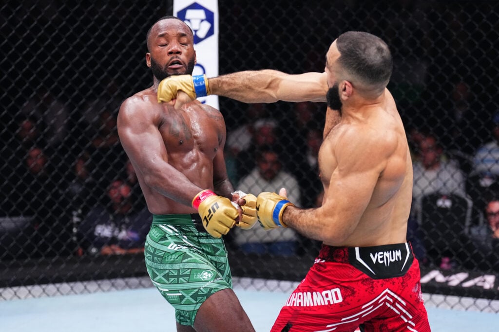 Belal Muhammad punching Leon Edwards