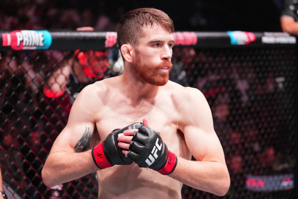 Cory Sandhagen reacts during pre-fight introductions at UFC Abu Dhabi.